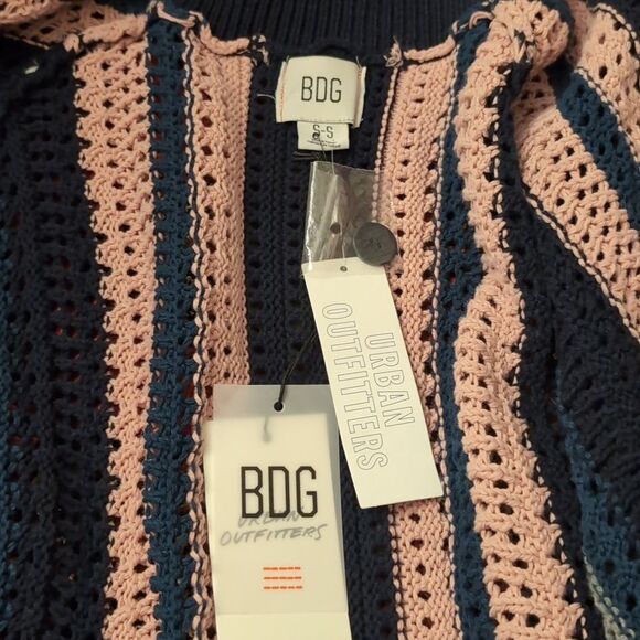 BDG Striped Button-Down Short Sleeve Polo Sweater size S - Picture 6 of 7